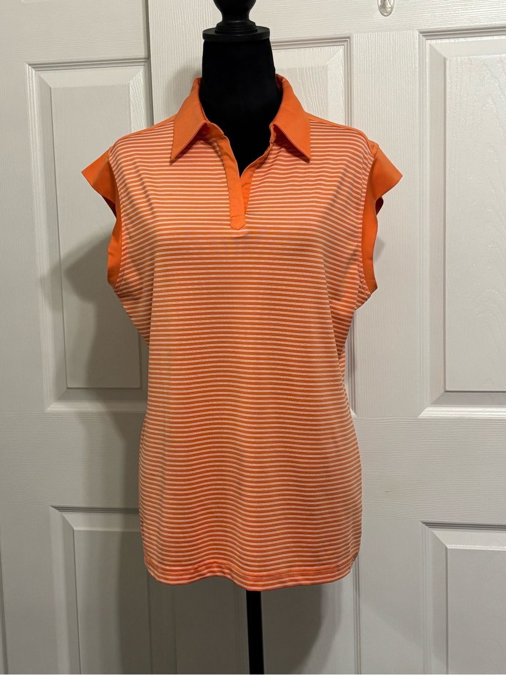 Kate Lord Orange Striped Performance Golf Sleeveless Tank Top Women’s Size Large